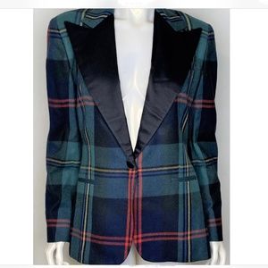 RALPH LAUREN Vntg PURPLE LABEL TUXEDO Blazer Jacket Tartan PLAID 12